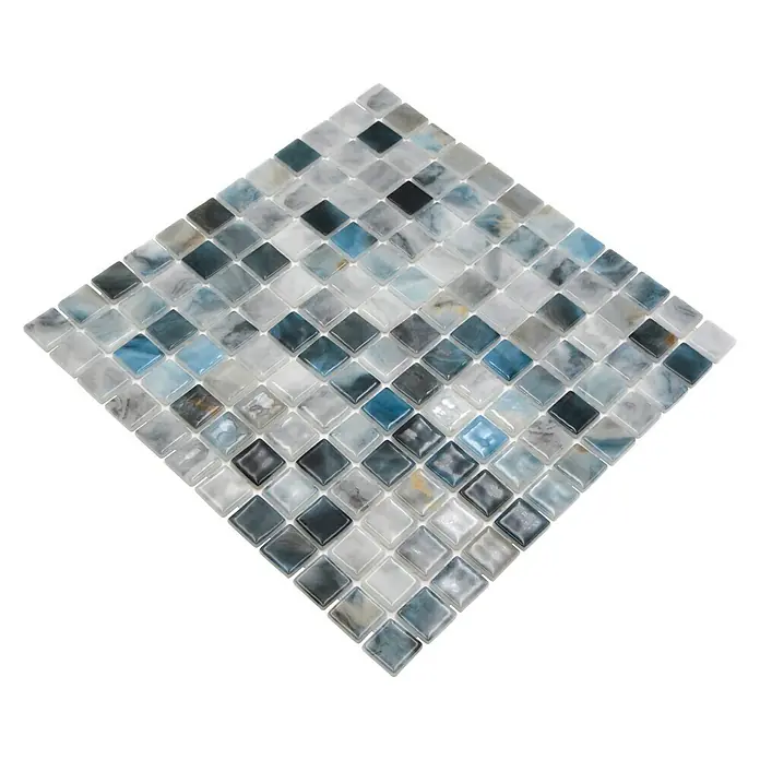 Mozaïektegel vierkant Eco Air Force VP56254PUR - 31,6 x 31,6 cm, Antraciet, Glanzend - Diagonaal zicht