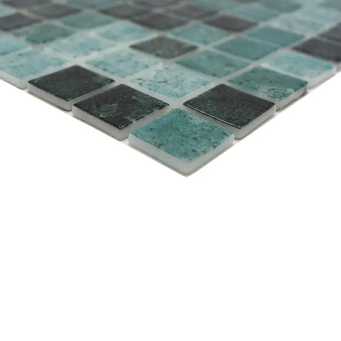 Mozaïektegel vierkant Eco Bali VP56258PUR - 31,6 x 31,6 cm, Antraciet, Glanzend - Close-up