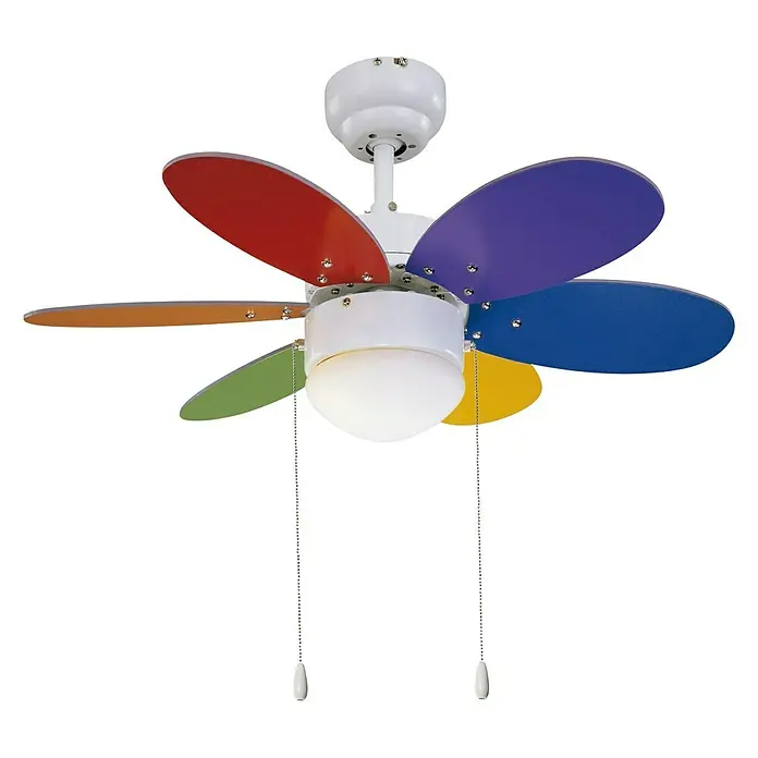 Sulion Ventilador de techo Rainbow - Diámetro: 76 cm, Multicolor, 40 W, AC - Vista frontal
