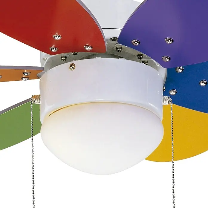 Sulion Ventilador de techo Rainbow - Diámetro: 76 cm, Multicolor, 40 W, AC - Primer plano