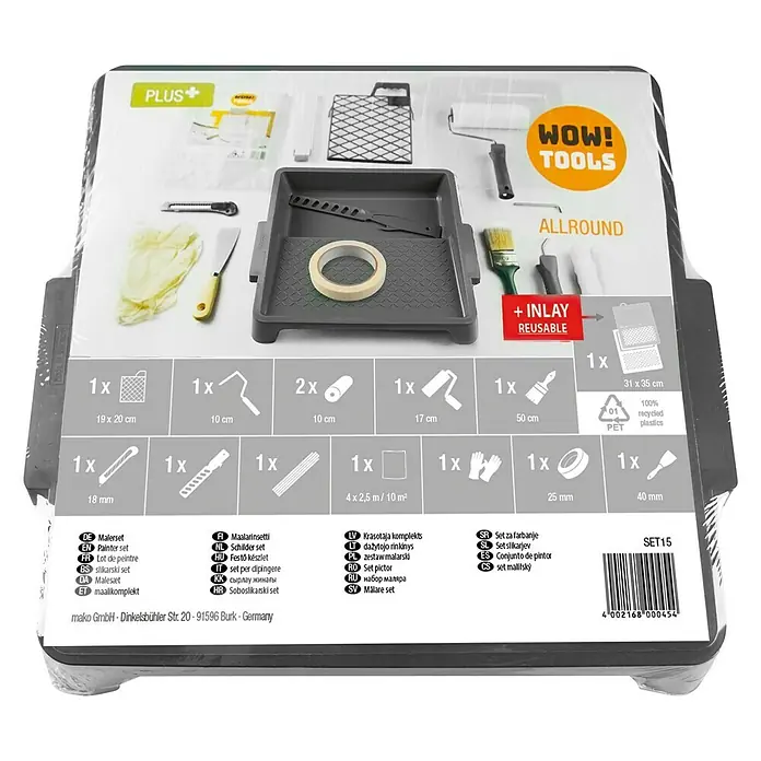 Malerset Wow! Tools Plus+ - 15 -tlg. - Vorderansicht