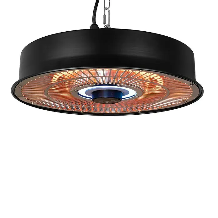 Eurom Terrasverwarming Partytent heater 1500 RC - 43 x 43 x 10 cm, Rond, Zwart - Diagonaal zicht