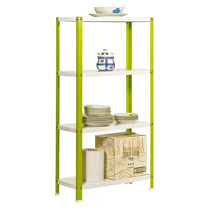 Simonrack Homeclassic Metallregal - L x B x H: 30 x 80 x 160 cm, Traglast: 100 kg/Boden, Anzahl Böden: 4 Stk., Schrauben, Grün - Diagonale Ansicht