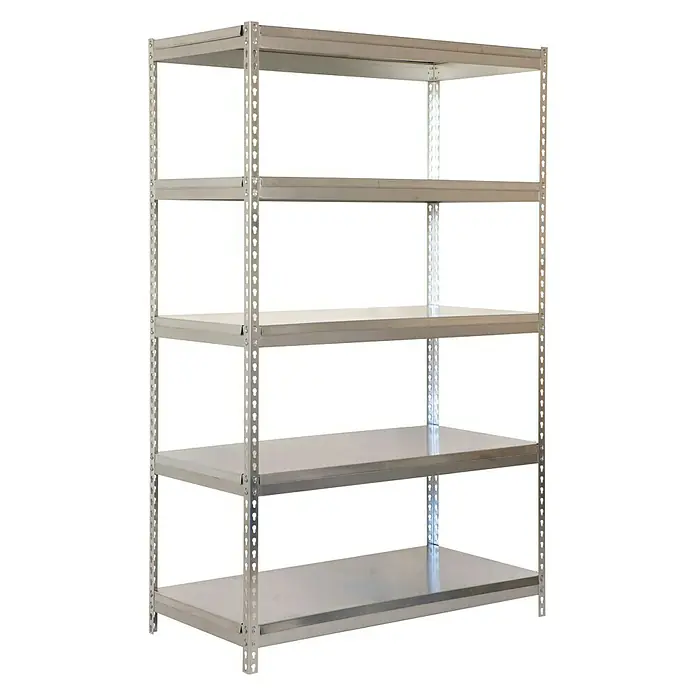 Simonrack Bricoforte Metall-Schwerlastregal - L x B x H: 60 x 120 x 200 cm, Traglast: 300 kg/Boden, Anzahl Böden: 5 Stk., Silber, Material Boden: Metall - Diagonale Ansicht