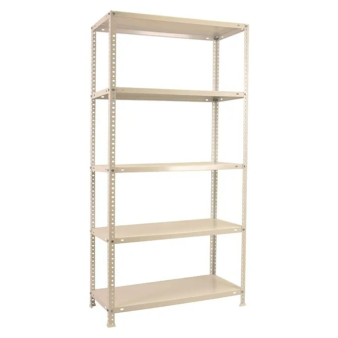 Simonrack Comfort Metallregal - L x B x H: 30 x 90 x 180 cm, Traglast: 100 kg/Boden, Anzahl Böden: 5 Stk., Schrauben, Weiß - Diagonale Ansicht