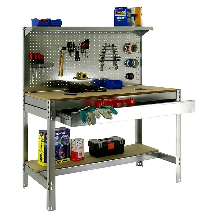 Simonrack Simonwork Banco de trabajo BT3 Box - L x An x Al: 61 x 121 x 144,5 cm, Número de cajones: 1 ud., Galvanizado - Vista angular