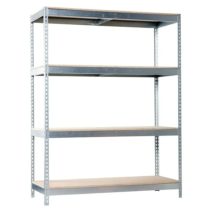 Simonrack Ecoforte Metall-Schwerlastregal - L x B x H: 45 x 180 x 200 cm, Traglast: 400 kg/Boden, Anzahl Böden: 4 Stk., Silber - Diagonale Ansicht