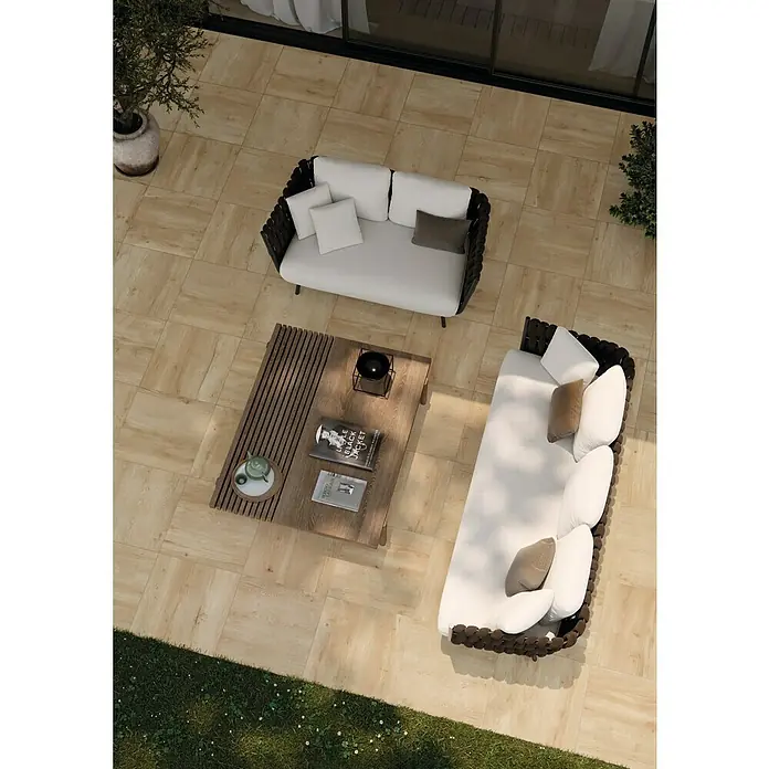 Feinsteinzeugfliese Click and Go Lignea Rovere - 60 x 60 cm, Beige, Matt - Stimmungsaufnahme