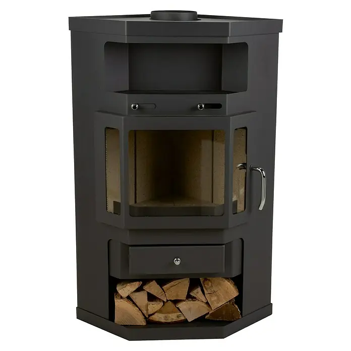 Livin'flame Houtkachel Falun - 5 kW, Verwarmingscapaciteit: 80 m³, Antraciet - Vooraanzicht