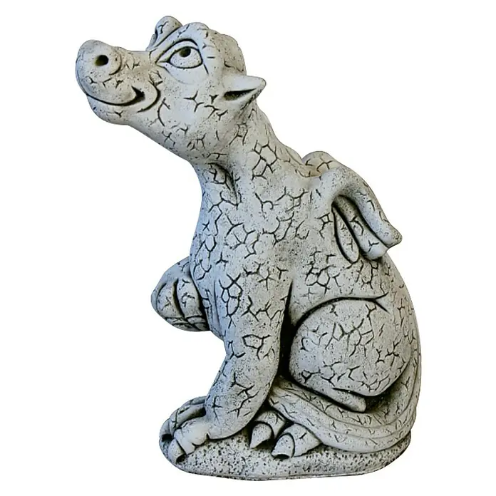 Figura decorativa Dragón - L x An x Al: 24 x 17 x 46 cm, Piedra artificial - Vista de perfil izquierdo