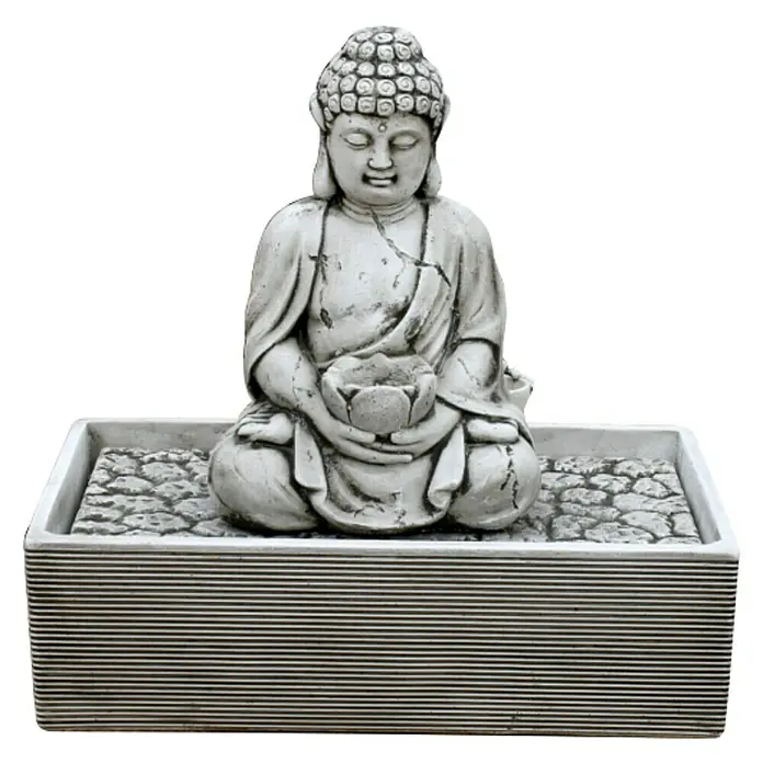 Figura decorativa Fuente de loto - L x An x Al: 63 x 35 x 64 cm, Piedra artificial - Vista frontal