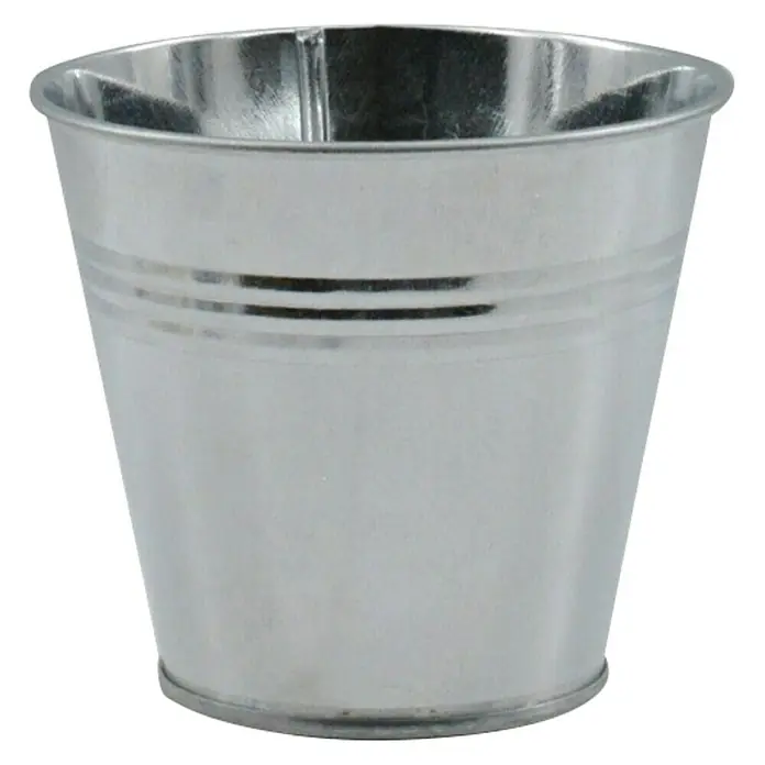 Übertopf rund - Ø x H: 11 x 10,5 cm, Silber, Metall - Vorderansicht