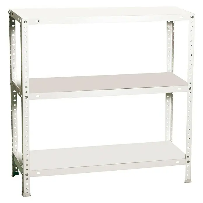 Simonrack Simonclassic Metallregal Advantage - L x B x H: 40 x 90 x 90 cm, Traglast: 75 kg/Boden, Anzahl Böden: 3 Stk., Schrauben, Weiß - Diagonale Ansicht