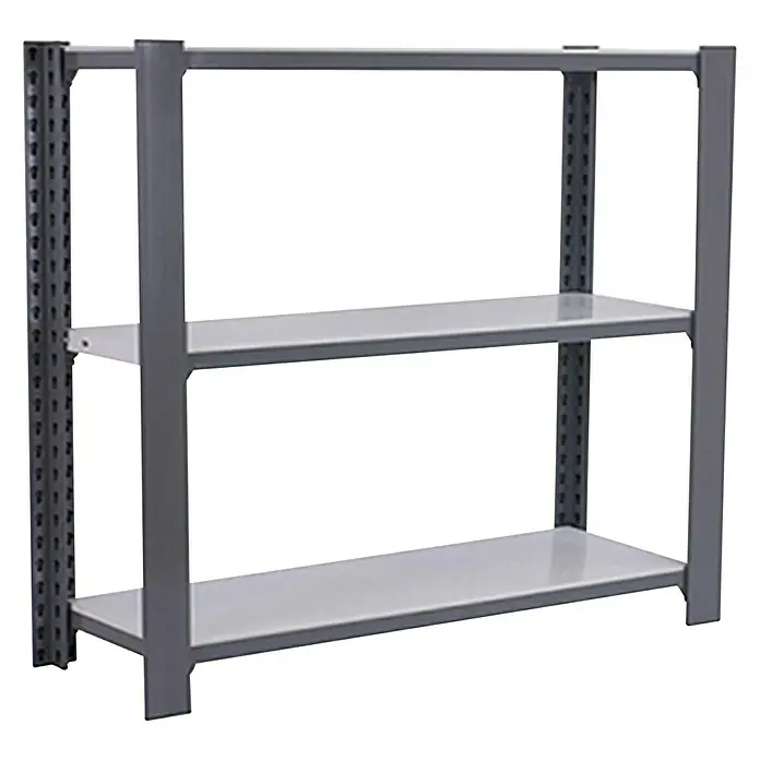 Simonrack Simonoffice Aktenregal Grundelement - L x B x H: 40 x 90 x 100 cm, Traglast: 200 kg/Boden, Anzahl Böden: 3 Stk., Grau - Diagonale Ansicht