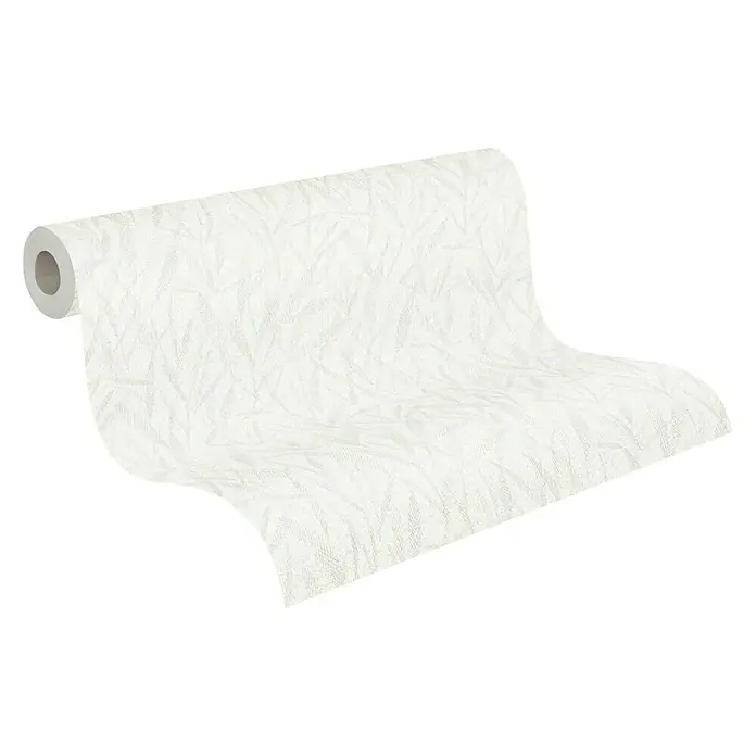 my look Diamant Vliestapete Bambus - Weiß, Floral, 10,05 x 0,53 m - Diagonale Ansicht