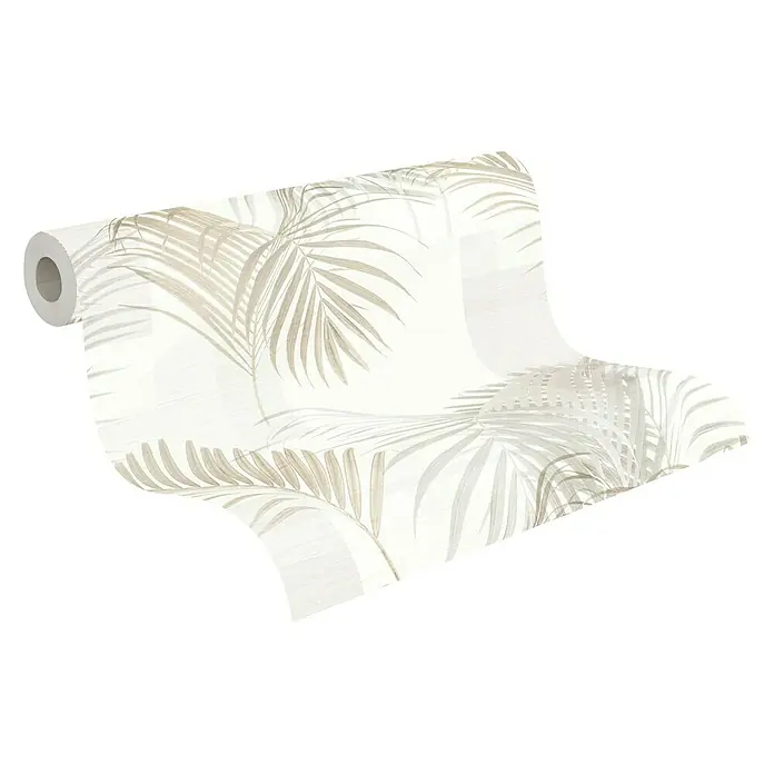 my look Nature Vliestapete Palme - Grau, Floral, 10,05 x 0,53 m - Diagonale Ansicht