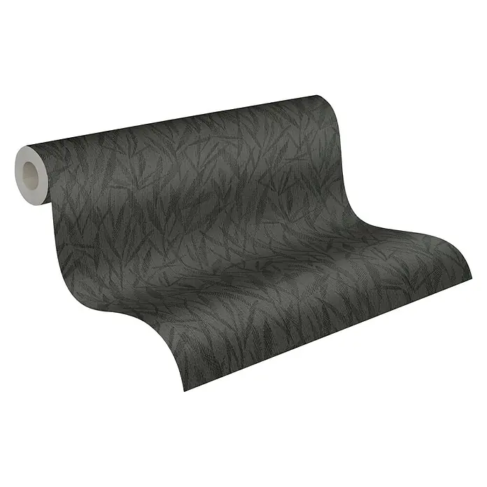 my look Diamant Vliestapete Bambus - Schwarz, Floral, 10,05 x 0,53 m - Diagonale Ansicht