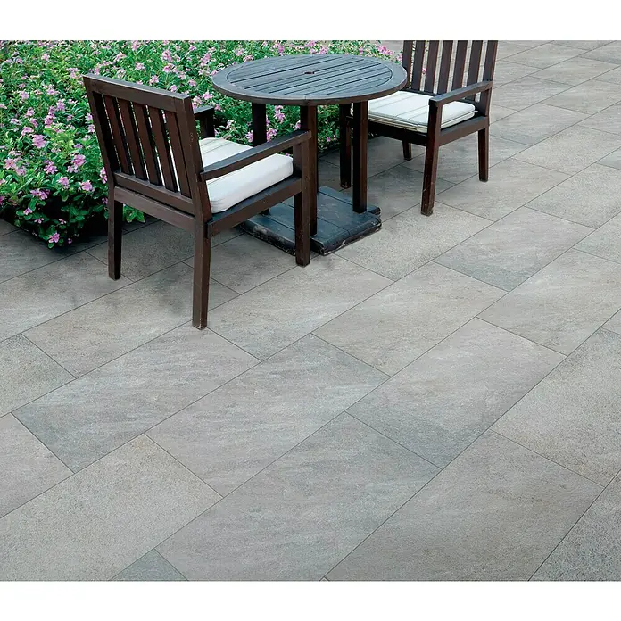 Feinsteinzeugfliese Quarzo Grey - L x B x S: 78 x 39 x 2 cm, Grau, Matt - Stimmungsaufnahme