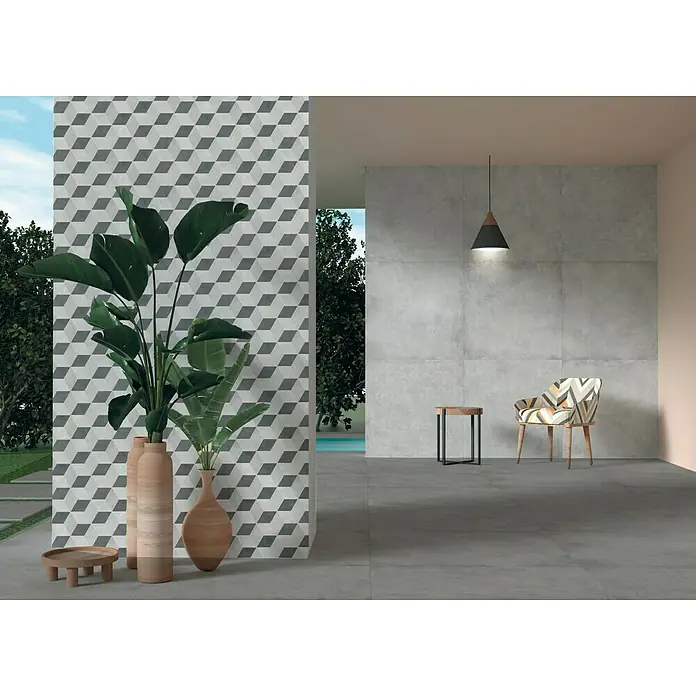Feinsteinzeugfliese Quarzo Antracite - L x B x S: 78 x 39 x 2 cm, Anthrazit, Matt - Stimmungsaufnahme