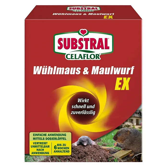 Substral Celaflor Granule protiv voluharica i krtica - Prikladno za: Krtice i voluharice - Pogled sprijeda