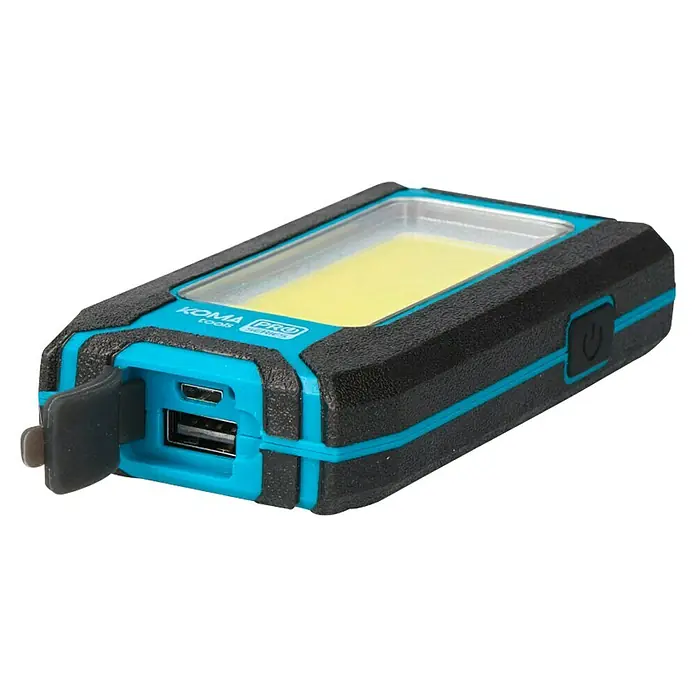 Linterna LED Koma - Funcionamiento con batería, Negro/Azul, 500 lm - Vista angular