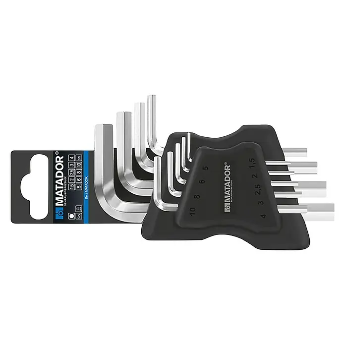 Matador Set de llaves Allen - 9 pzs., 1,5-10 mm, Con abrazadera, Hexagonal interior - Vista frontal