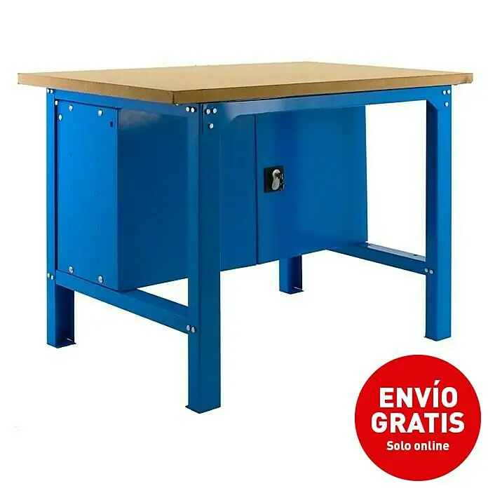 Simonrack Simonwork Banco de trabajo BT6 Plywood Locker - L x An x Al: 76 x 180 x 86,5 cm, Capacidad de carga: 800 kg, Azul - Vista angular