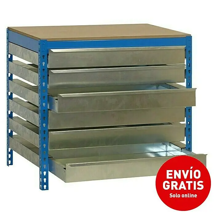 Simonrack Simonwork Banco de trabajo BT5 Box - L x An x Al: 61 x 91 x 84,2 cm, Capacidad de carga: 600 kg, Azul - Vista angular