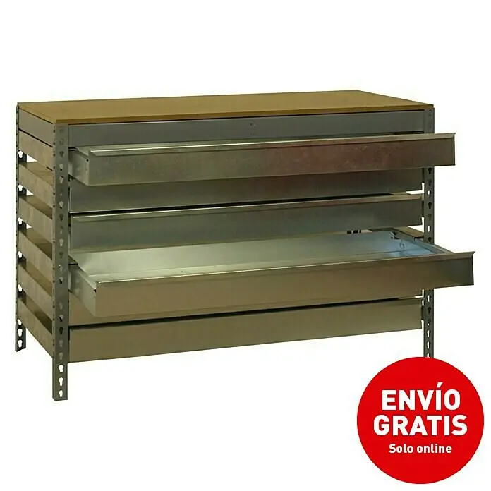 Simonrack Simonwork Banco de trabajo BT5 Box - L x An x Al: 61 x 91 x 84,2 cm, Capacidad de carga: 600 kg, Gris - Vista angular