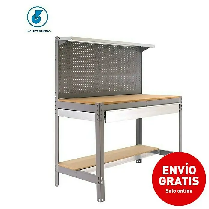 Simonrack Simonwork Banco de trabajo BT3 Box Mobile - L x An x Al: 61 x 121 x 144,5 cm, Capacidad de carga: 280 kg, Gris - Vista angular