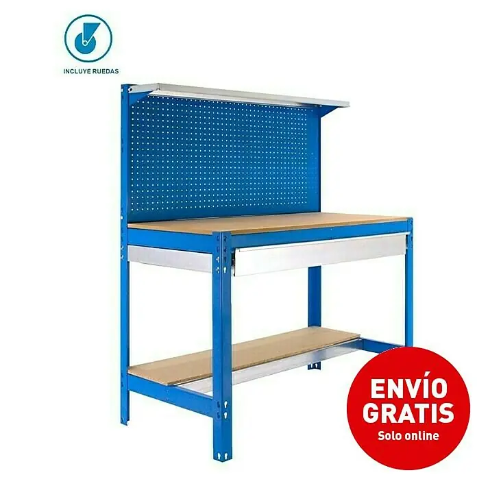 Simonrack Simonwork Banco de trabajo BT3 Box Mobile - L x An x Al: 61 x 121 x 144,5 cm, Capacidad de carga: 280 kg, Azul - Vista angular