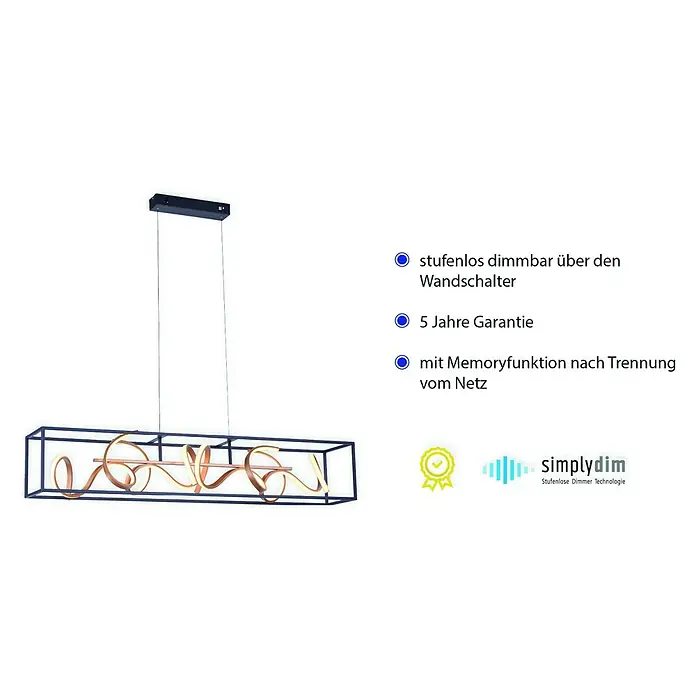 Paul Neuhaus LED-Pendelleuchte - 45 W, L x B x H: 110 x 20 x 120 cm, Schwarz, Tageslichtweiß - Anwendungsbeispiel