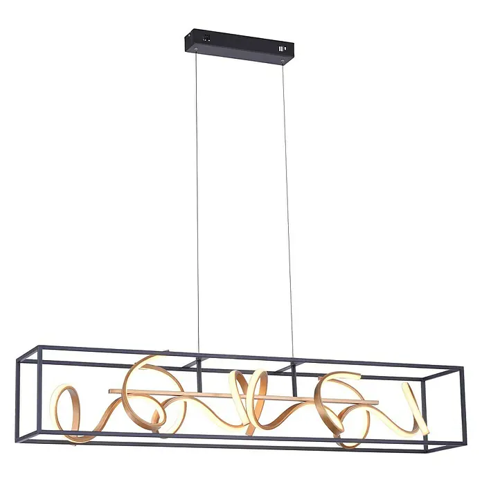 Paul Neuhaus LED-Pendelleuchte - 45 W, L x B x H: 110 x 20 x 120 cm, Schwarz, Tageslichtweiß - Diagonale Ansicht