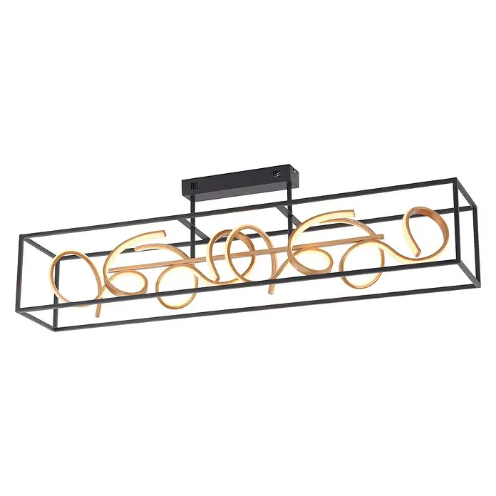 Paul Neuhaus LED-Deckenleuchte - 46 W, L x B x H: 110 x 20 x 31,5 cm, Schwarz, Tageslichtweiß - Diagonale Ansicht