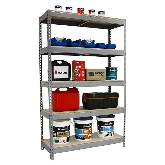 Simonrack Ecoforte Metall-Schwerlastregal - L x B x H: 60 x 120 x 200 cm, Traglast: 400 kg/Boden, Anzahl Böden: 5 Stk., Grau - Anwendungsbeispiel