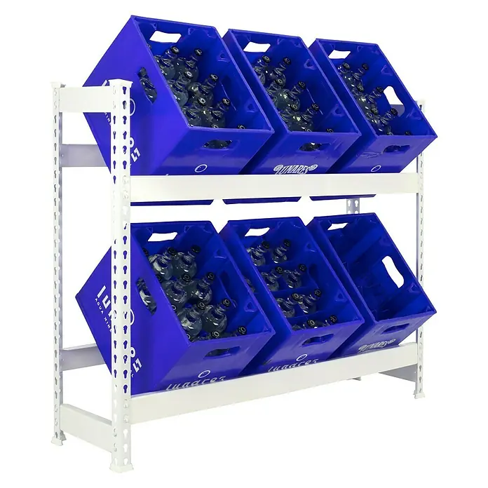 Simonrack Simonbottle Metall-Getränkekistenregal Bottleclick - L x B x H: 30 x 100 x 100 cm, Traglast: 100 kg/Boden, Anzahl Böden: 3 Stk., Weiß - Diagonale Ansicht