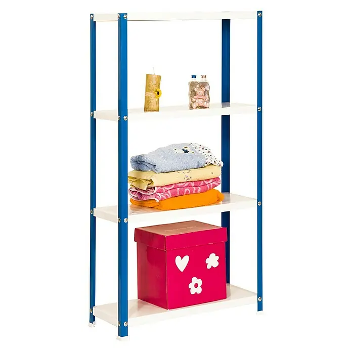 Simonrack Homeclassic Metallregal - L x B x H: 30 x 80 x 160 cm, Traglast: 100 kg/Boden, Anzahl Böden: 4 Stk., Schrauben, Blau - Anwendungsbeispiel