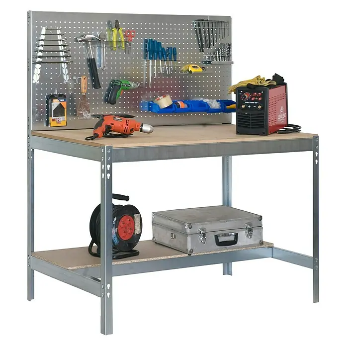 Simonrack Simonwork Banco de trabajo BT2 - L x An x Al: 61 x 121 x 144,5 cm, Número de cajones: 0 ud., Galvanizado - Producto en uso