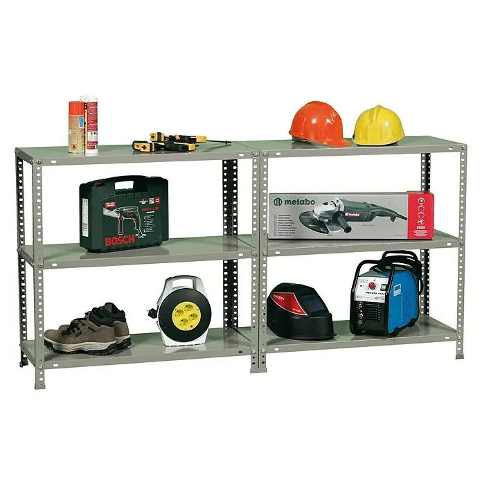 Simonrack Simonclassic Metallregal Advantage - L x B x H: 30 x 90 x 200 cm, Traglast: 75 kg/Boden, Anzahl Böden: 6 Stk., Schrauben, Grau - Anwendungsbeispiel