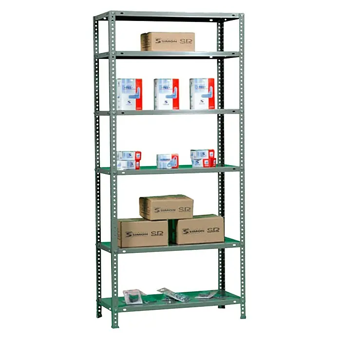 Simonrack Simonclassic Metallregal Advantage - L x B x H: 30 x 90 x 200 cm, Traglast: 75 kg/Boden, Anzahl Böden: 6 Stk., Schrauben, Grau - Diagonale Ansicht