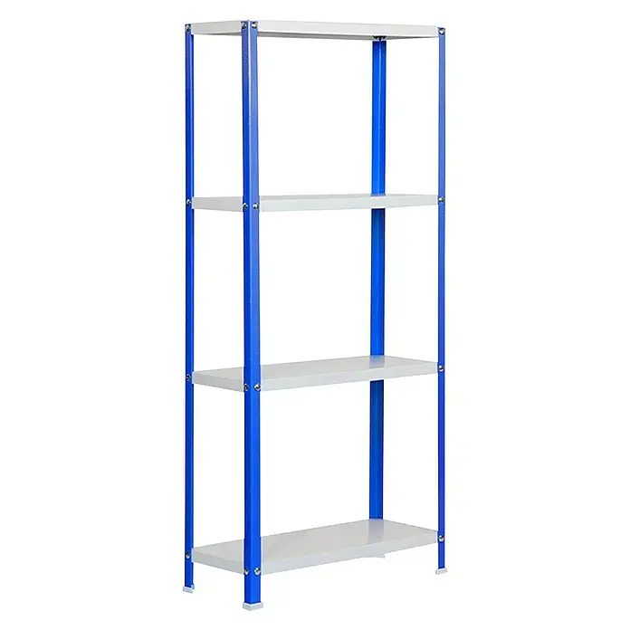 Simonrack Homeclassic Metallregal - L x B x H: 30 x 80 x 160 cm, Traglast: 100 kg/Boden, Anzahl Böden: 4 Stk., Schrauben, Blau - Diagonale Ansicht