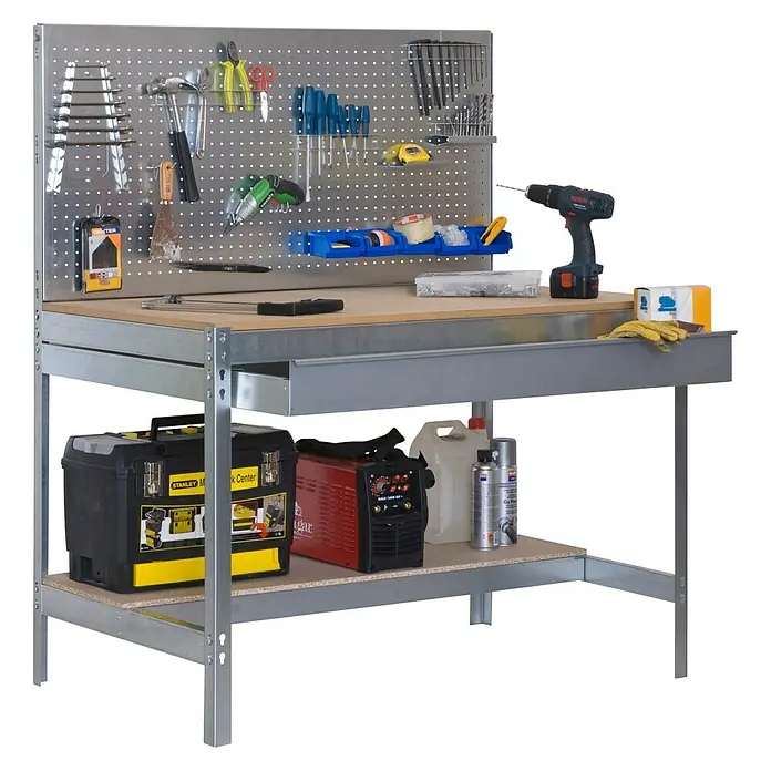 Simonrack Simonwork Banco de trabajo BT2 Box - L x An x Al: 61 x 91 x 144,5 cm, Número de cajones: 1 ud., Galvanizado - Vista angular