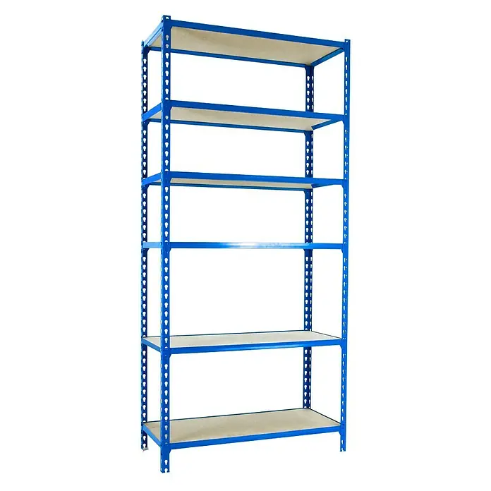 Simonrack Maderclick Metallregal Mega Plus - L x B x H: 50 x 120 x 250 cm, Traglast: 150 kg/Boden, Anzahl Böden: 6 Stk., Stecken, Blau - Diagonale Ansicht