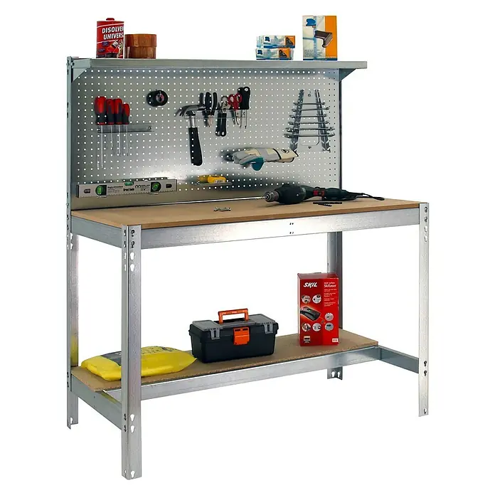 Simonrack Simonwork Banco de trabajo BT3 - L x An x Al: 61 x 91 x 144,5 cm, Número de cajones: 0 ud., Galvanizado - Vista angular