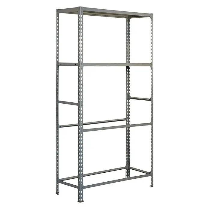 Simonrack Simongarage Metall-Reifenregal Mega Plus - L x B x H: 40 x 120 x 200 cm, Traglast: 200 kg/Boden, Anzahl Böden: 4 Stk., Stecken, Grau - Diagonale Ansicht