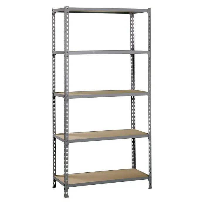 Simonrack Maderclick Metallregal Mega Plus - L x B x H: 50 x 120 x 200 cm, Traglast: 150 kg/Boden, Anzahl Böden: 5 Stk., Stecken, Anthrazitgrau - Diagonale Ansicht