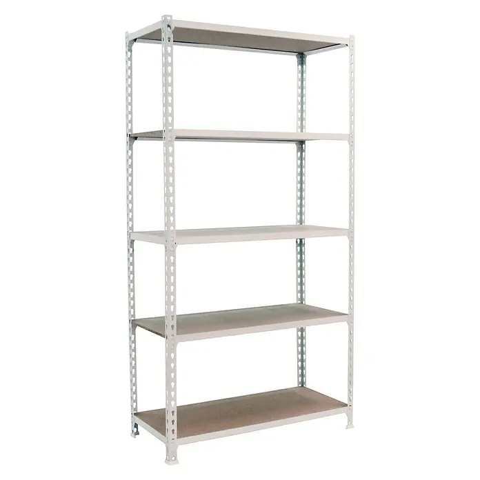 Simonrack Maderclick Estantería metálica Plus - L x An x Al: 40 x 100 x 200 cm, Capacidad de carga: 150 kg/balda, Número de baldas: 5 ud., Inserción, Blanco - Vista angular
