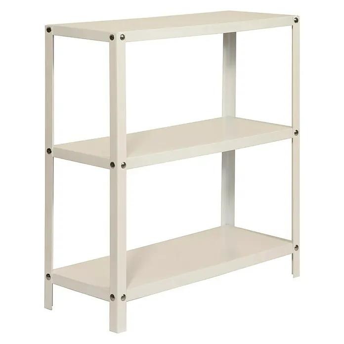 Simonrack Homeclassic Metallregal - L x B x H: 30 x 100 x 90 cm, Traglast: 100 kg/Boden, Anzahl Böden: 3 Stk., Schrauben, Weiß - Diagonale Ansicht