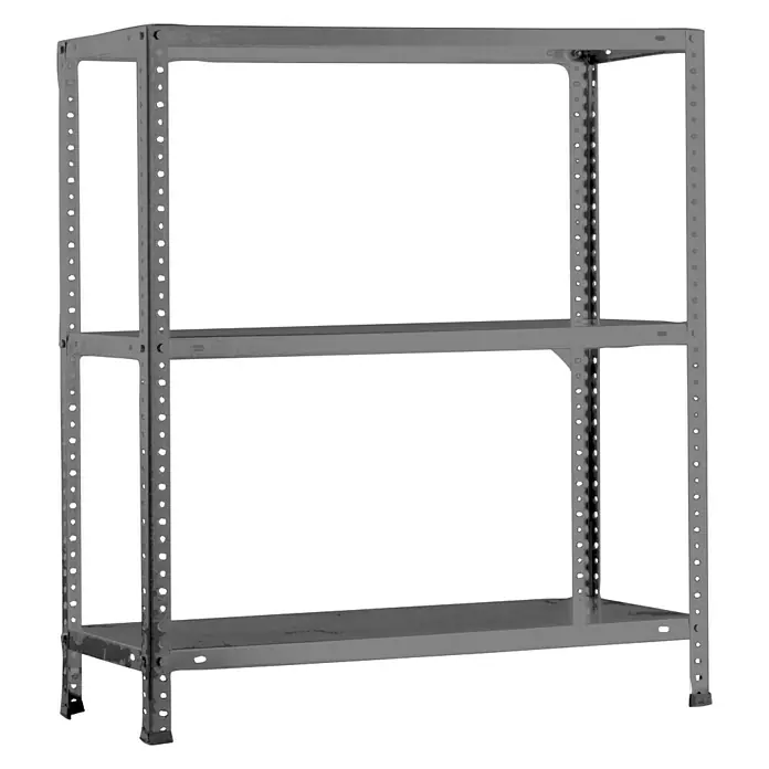 Simonrack Simonclassic Metallregal Advantage - L x B x H: 30 x 90 x 90 cm, Traglast: 75 kg/Boden, Anzahl Böden: 3 Stk., Schrauben, Grau - Diagonale Ansicht