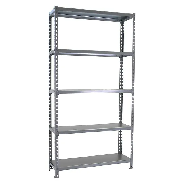 Simonrack Simonclick Metallregal Super Plus - L x B x H: 40 x 110 x 200 cm, Traglast: 180 kg/Boden, Anzahl Böden: 5 Stk., Stecken, Grau - Diagonale Ansicht